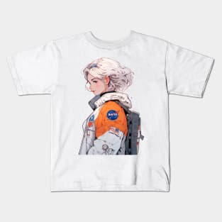 Nasa Cool Astronaut Girl in Space parka Original Illustration T-Shirt Kids T-Shirt